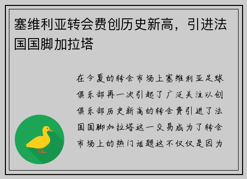 塞维利亚转会费创历史新高，引进法国国脚加拉塔